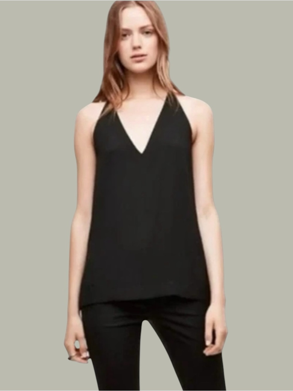 Aritzia Babaton Black Satin Feel Racerback Cami Tank Top – Size Large